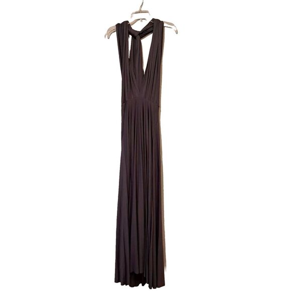 Lulus Tricks of the Trade Convertible Wrap Maxi Dress Medium Dark Gray Halter - Picture 15 of 16